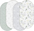 Moses Basket Sheets 82X41cm, Baby Bassinet Sheets Pram Sheet Fitted for Boy and Girl, Crib Fitted Sheets Oeko-tex100 Fit for Oval, Hourglass & Rectangle Bassinet 4 Packs Multicolors