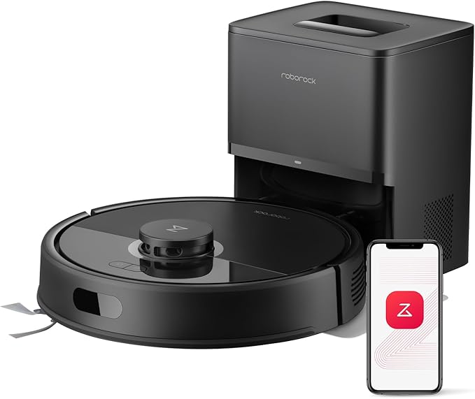roborock Q7 L5+ Robot Vacuum Cleaner with Mop, 8000Pa Strong Suction, Up to 7 Weeks of Hands Free Cleaning, Dual Anti-Tangle System for Pet Hair&Carpet, PreciSense LiDAR Navigation, APP Control, Black
