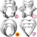12 Pcs Cookie Cutters Shapes Baking Set, Heart Flower Round Star Shape Biscuit Stainless Steel Metal Molds Cutters for Kitchen Baking Birthday Christmas Valentine's Day Small Cookie Cutters