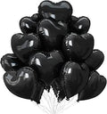 Black Heart Balloons,12Pcs 18 Inch Black Foil Love Heart Shaped Balloons for Black Valentines Day Birthday Party Wedding Engagement Anniversary Celebration Baby Shower Decorations