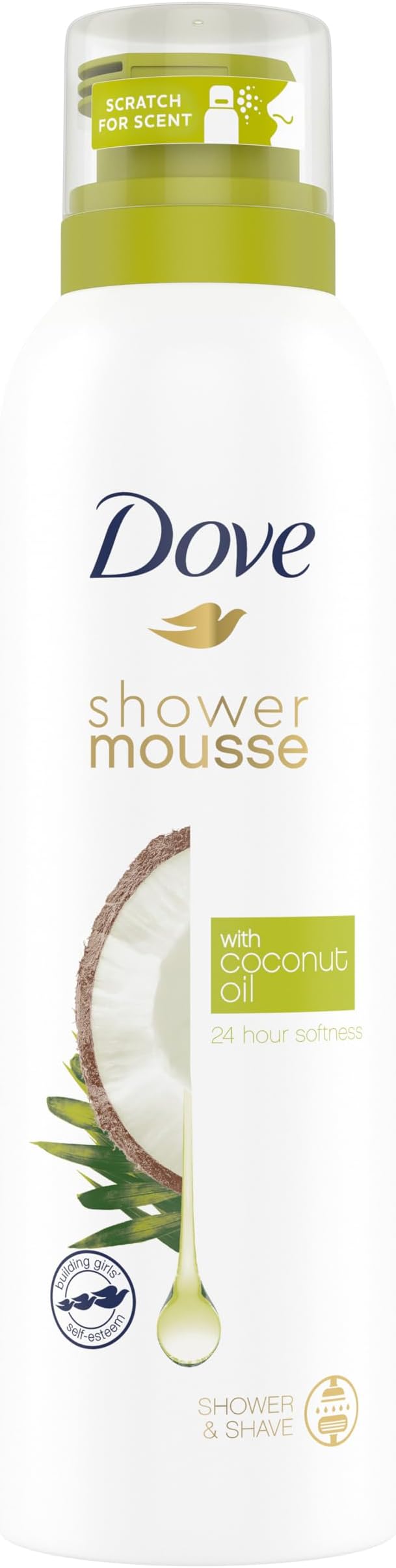 Dove Coconut Oil Shower Mousse Shower Foam infused with essential oils for 24 hour softness 200 ml
