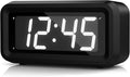KWANWA Alarm Clock, Digital Clock Battery Operated with Big 1.2'' LED Time Display,Adjustable Brightness,12/24Hr,Portable Cordless,Alarm Clocks Bedside for Travel/Wall/Shelf/Desk (White display)