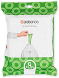 Brabantia PerfectFit Bin Liners (Size G/23-30 Litre) Thick Plastic Trash Bags with Tie Tape Drawstring Handles (40 Bags)