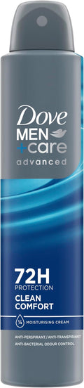 Dove Men+Care Advanced Clean Comfort Anti-Perspirant Aerosol Deodorant Spray with Anti-Odour technology & ¼ moisturising cream for 72 hour protection against sweat and odour 200 ml