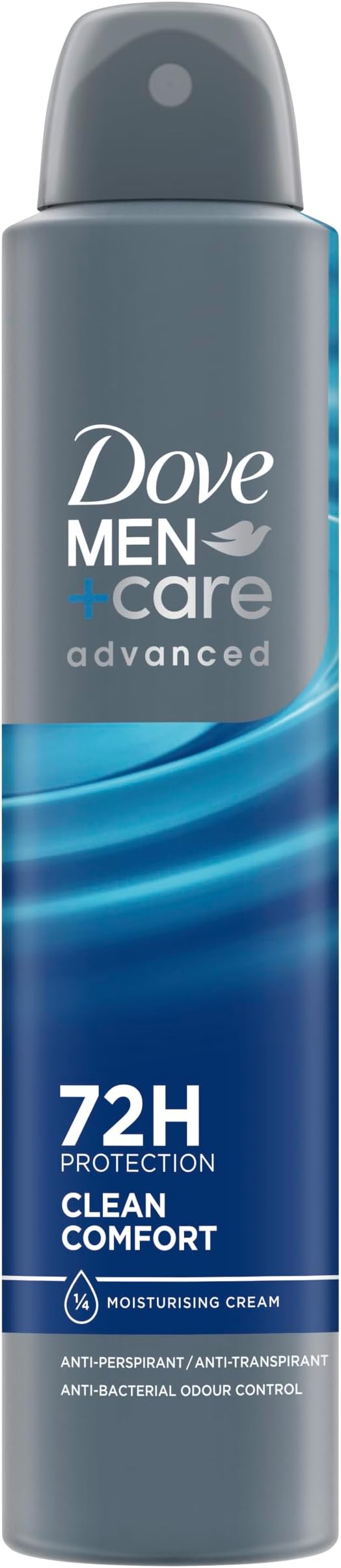 Dove Men+Care Advanced Clean Comfort Anti-Perspirant Aerosol Deodorant Spray with Anti-Odour technology & ¼ moisturising cream for 72 hour protection against sweat and odour 200 ml