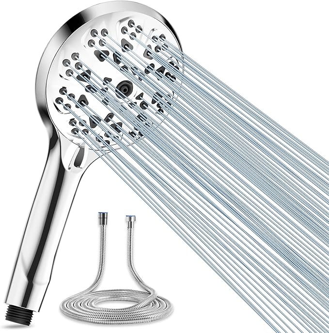 Magichome High Pressure 10 Modes Shower Head with 1.5m Hose, Premium Chrome-Plated Powerful Shower Head for Bathroom