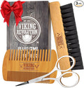 Viking Revolution - Beard Brush For Men - Natural Boar Bristle Brush And Dual Action Pear Wood Beard Combs With Velvet Travel Pouch - Mens Gifts - 3 Pieces