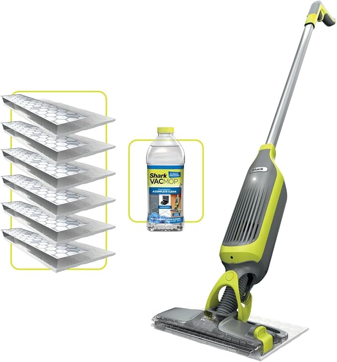 Shark VacMop 2-in-1 Cordless Hard Floor Vacuum Spray Mop, 6x Disposable Pad Refills, 355ml Multi-Surface Floor Cleaner, Lightweight 1.5kg, Maintenance-Free Disposable Pads, Charcoal Grey, VM200UK