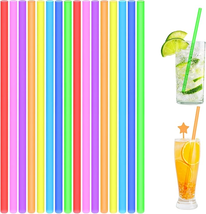 AUAUY Reusable Drinking Straws, 100PCS Colourful Reusable Straws, Juice Straws for Kids, Reusable Drinking Party Straws, for Family Bars Cafes Restaurants BBQ Parties Celebrations, Random Color