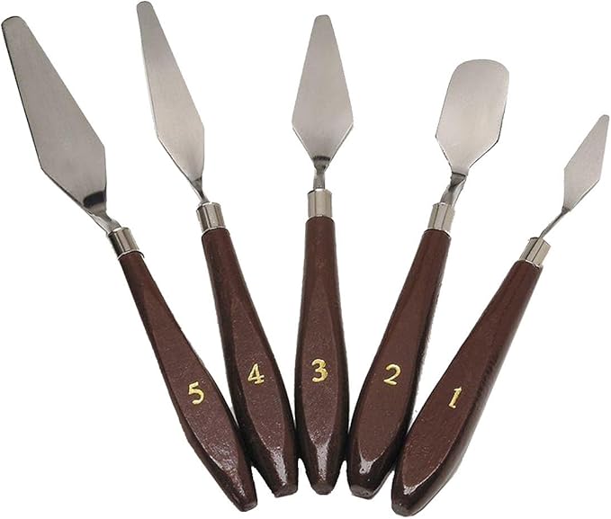 5-Piece Painting Knife Set, GoFriend Stainless Steel Spatula Palette Knife Painting Mixing Scraper Oil Painting Accessories Color Mixing