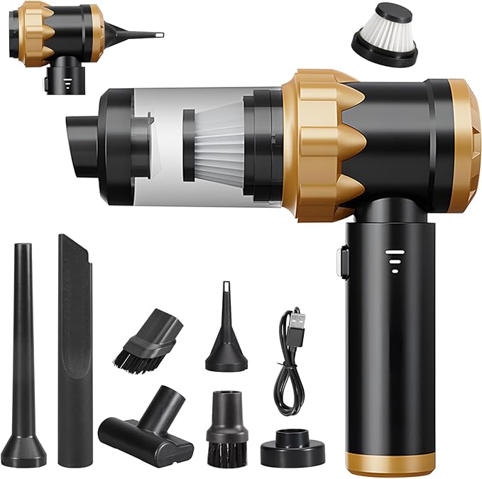 Handheld Vacuum Cleaner, 22000Pa Powerful Car Vacuum Cleaner Cordless, Mini Lightweight Vacuum for Car, Home, Black Gold