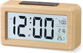 Digital Alarm Clock, Wooden Bedside Clock with Large LCD Backlit Display, Temperature, Snooze Function, Brightness Sensor, 3 AAA Battery Operated【Battery NOT Included】
