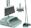 Broom and Dustpan Set for Home, Dust pan with Long Handle, Broom with Dustpan Combo Set, for Home Kitchen Room Office Lobby Floor Use Upright Stand Up Sweeping (Green)