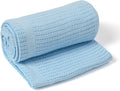 Clair de Lune Soft Cotton Cellular Shawl Baby Pram Blanket Blue 70 x 90 cm