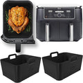 Premium Ninja 9.5L AF400UK & DZ400UK Silicone Liners | 0.8mm Ridges for Air Flow, 2.5mm Thick, Dishwasher Safe | Specially Designed for Ninja Dual Air Fryer 9.5L AF400UK | Silicone Air Fryer Liners