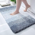 smiry Microfiber Bath Mat, 40 x 60 cm, Non-Slip Super Absorbent Bathroom Mat, Extra Soft Thick Floor Foot Mat, Fluffy Shaggy Bath Mats Rugs for Bathroom, Blue