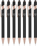 7 Pack 2 in 1 Ballpoint Pen with Stylus Tip, Metal Stylus Pens for Touch Screens,1.0 mm Black Ink Retractable Ballpoint Smooth Writing Pens for work colleagues (Black)