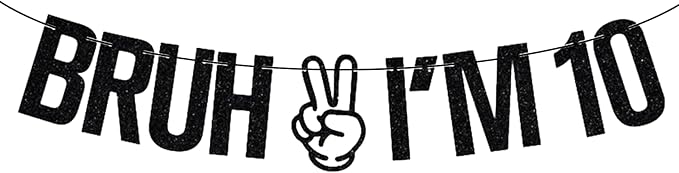 Happy 10th Birthday Banner – Flashing Black Banners for Boys and Girls – 10th Birthday Decorations (Age10)
