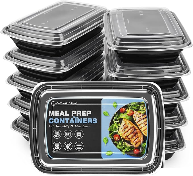 GUANFU Meal Prep Containers 1 Compartment, BPA Free Reusable Food Prep Containers with Lids - Microwave, Freezers & Dishwashers Safe - Stackable Storage Lunch Boxes (10 Pack 28 oz)