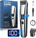 Beard Trimmer Men, Electric Shavers with 1-10 mm Zoom Wheel, Cordless Hair Clippers with Battery Indicator, Electric Razor USB Rechargeable, All-in-one Kit for Face & Body Grooming, Silver