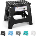HOUSE DAY Heavy Duty Plastic Step Stool, 11 inch, Black - Foldable, Sturdy, Skid Resistant, Kitchen, Bathroom Stool, 300 lbs Capacity