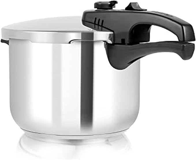 Tower T80244 6L/22cm Pressure Cooker with Steamer Basket, Stainless Steel, Silver