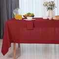D'Moksha Homes Linen Red Tablecloth 153 x 229 CM - 100% Pure Linen Rectangular Tablecloth - Machine Washable Table Cloth for Valentines, Spring, Easter