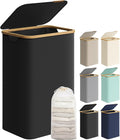 SONGMICS Laundry Basket with Lid, Large Laundry Hamper, 90L, Removable Mesh Liner, Oxford Fabric, Bamboo Handles, Collapsible, 42 x 32 x 70.5 cm, Ink Black LCB509B01