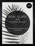 pf+a REAL GLASS A3 Black Frame Glass - PREMIUM A3 Picture Frame Black - Oxford A3 Print Portrait and Landscape Display