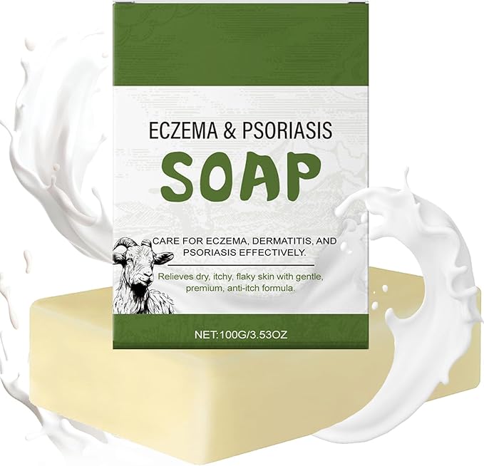 Eczema Soap for Face and Body - Goats Milk Soap for Dermatitis & Psoriasis - Natural So-ap Bar for Dry Itchy Sensitive Skin Relief - Moisturizing Handmade S-oap - Gentle Oatmeal Goat Milk Wash - 100g