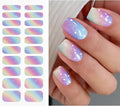 JMEOWIO Gel Nail Stickers Rainbow Glitter Semi Cured Gel Nail Strips Wraps UV/LED Nails Art Design Decoration Accessories