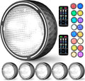 Under Cabinet Lights,Bawoo RGBW Wireless LED Puck Lights Remote Control,3500/4500/6000K Dimmable Battery Powered Atmosphere Night Light for Kitchen Wardrobe Cupboard Color Changing,6 Pack (Black)