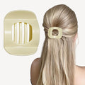 Flat Hair Claw Clips for Women Girls, Round Lay Down Hair Clip for Thick Thin, Curved Design Strong Hold, Easy to Wear, Curved Hairclips,Yellow