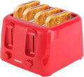GEEPAS 4 Slice Toaster | 6 Browning Levels with Cancel Function | For Thin Small Bread Slice | 2 Independent Controls 2 Removable Crumb Trays Cool Touch High Lift | 1 Yr Warranty 1400W Red