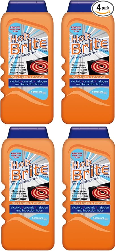 4 x Homecare Hob Brite Hob Cleaner Removes Burnt On Food 250ml