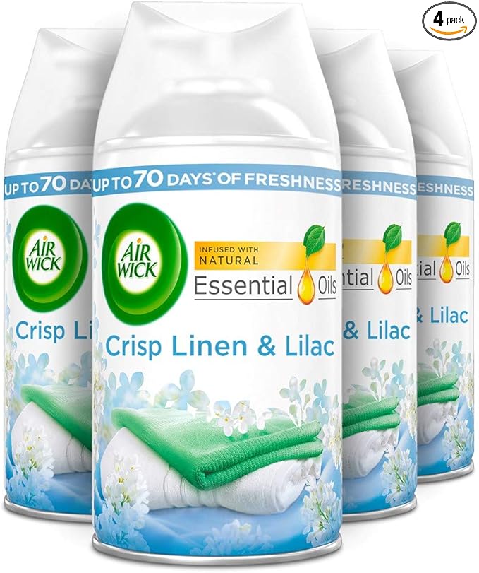 Air Wick Freshmatic Max Air Freshener Refill, 250 ml - Crisp Linen and Lilac, Pack of 4