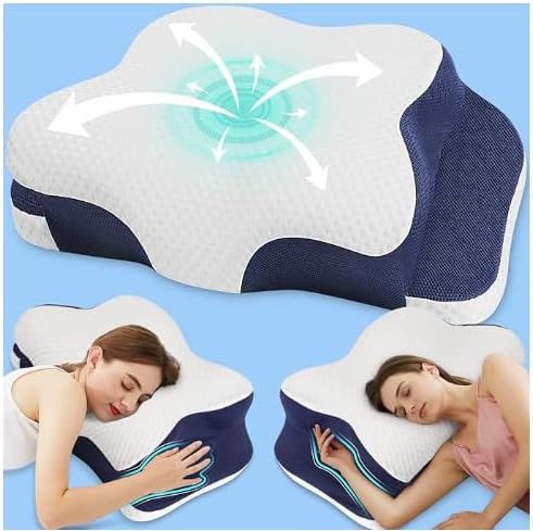 Memory Foam Cervical Support Pillow for Neck and Shoulder Pain - Ergonomic Neck Pillow for Sleeping with Armrest, Adjustable Orthopedic Pillow for Side & Back Sleepers