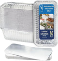 50 Pack Aluminium Foil Food Containers with Lids 600ml - Tin Foil Trays with Lids for Food Storage, Baking, Roasting, Takeaway, and Party - Disposable Food Storage Containers