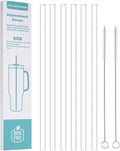 Replacement Straw for Stanley 40 oz 30 oz Cup Tumbler, 6 Pack 12 inch Extra Long Reusable PETG Clear Straws with 2 Cleaning Brush for Stanley Adventure Quencher Travel Tumbler