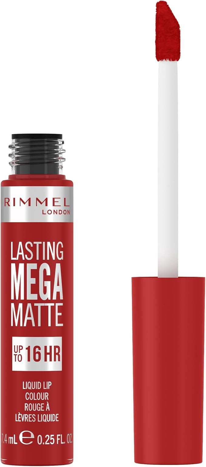 Rimmel London Lasting Mega Matte Liquid Lipstick, Long-Lasting, Hydrating, Vegan Formula - 500 - Fire Starter, 7.4ml