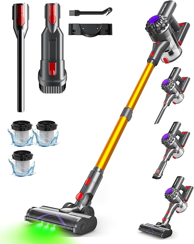 Cordless Vacuum Cleaner, 35KPA 6-in-1 Stick Vacuum, Up to 45Mins Runtime Lightweight Vacuums with Detachable Battery, for Hardwood Floor Carpet Car Pet Hair