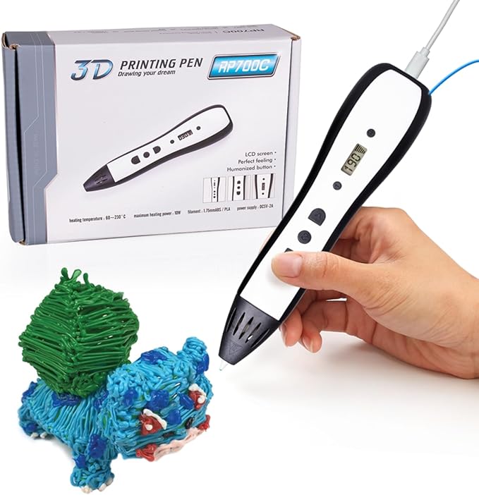 3D Pen for Kids - 3D Pen with LCD Screen - 3D Pen with 1.75 mm PLA Filament - Includes 3D pen for kids, PLA filaments, instruction manual, Type-C cable - Ideal as a gift