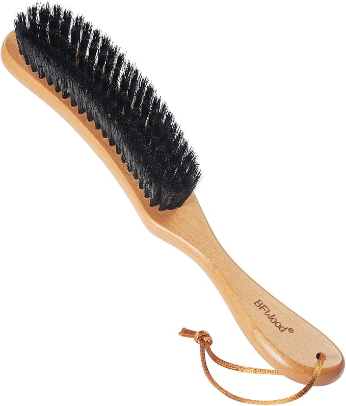 BFWood Clothes Brush, Boar Bristle Lint Brush for Suits, Cashmere, Wool, Velvet, Suede, Large Beech Handle