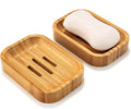 Pack of 2 Natural Wood Bamboo Soap Dish Holder for Bathroom Kitchen Sponges Accessories Storage
