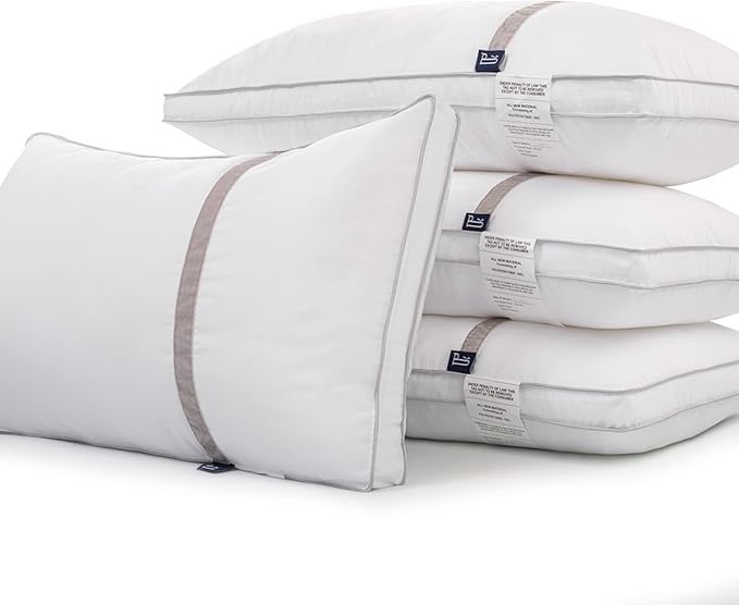 BedStory 4 Pack Sleeping Pillows, Hotel Pillow Down Alternative Dust Mite Resistant & Hypoallergenic, Standard Size Bed Pillow for Neck/Shoulder Pain/Allergy Sufferers and Back/Stomach/Side Sleepers