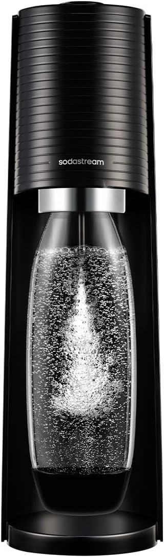 SodaStream - Terra Sparkling Water Maker, Quick Connect CO2 System, Includes 60L Gas Cylinder, BPA-Free 1L Bottle, Eco-Friendly & Reduces Plastic Waste, Black