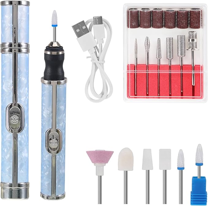 Electric Nail File for Thick Toe Nails, 4 Speeds Electric Nail File for Thick Toe Nails Set, Toe Nail File Electric Nail Tools for Various Nails and Shapes (18 Grinding Heads)