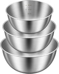 Stainless Steel Mixing Bowls Set,3 Pcs (23cm/20cm/17cm),Duty One-Piece Construction,Non-Slip Bottom,Brushed Finish,Ideal as Mixing Bowls for Baking,Dough Kneading,Salad & Food Prep