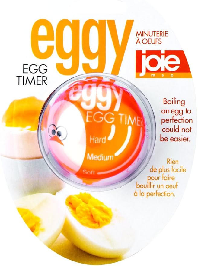 Joie Kitchen Gadgets Eggy Egg Kitchen Timer, Heat-Sensitive for Perfectly Boiled Eggs, Orange