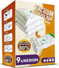 Storage Master Space Saver Bags for Travel and Home Reusable Vacuum Storage Bags Save 80% More Storage Space Work with Vacuum Cleaner (9 Medium, No Pump Included)